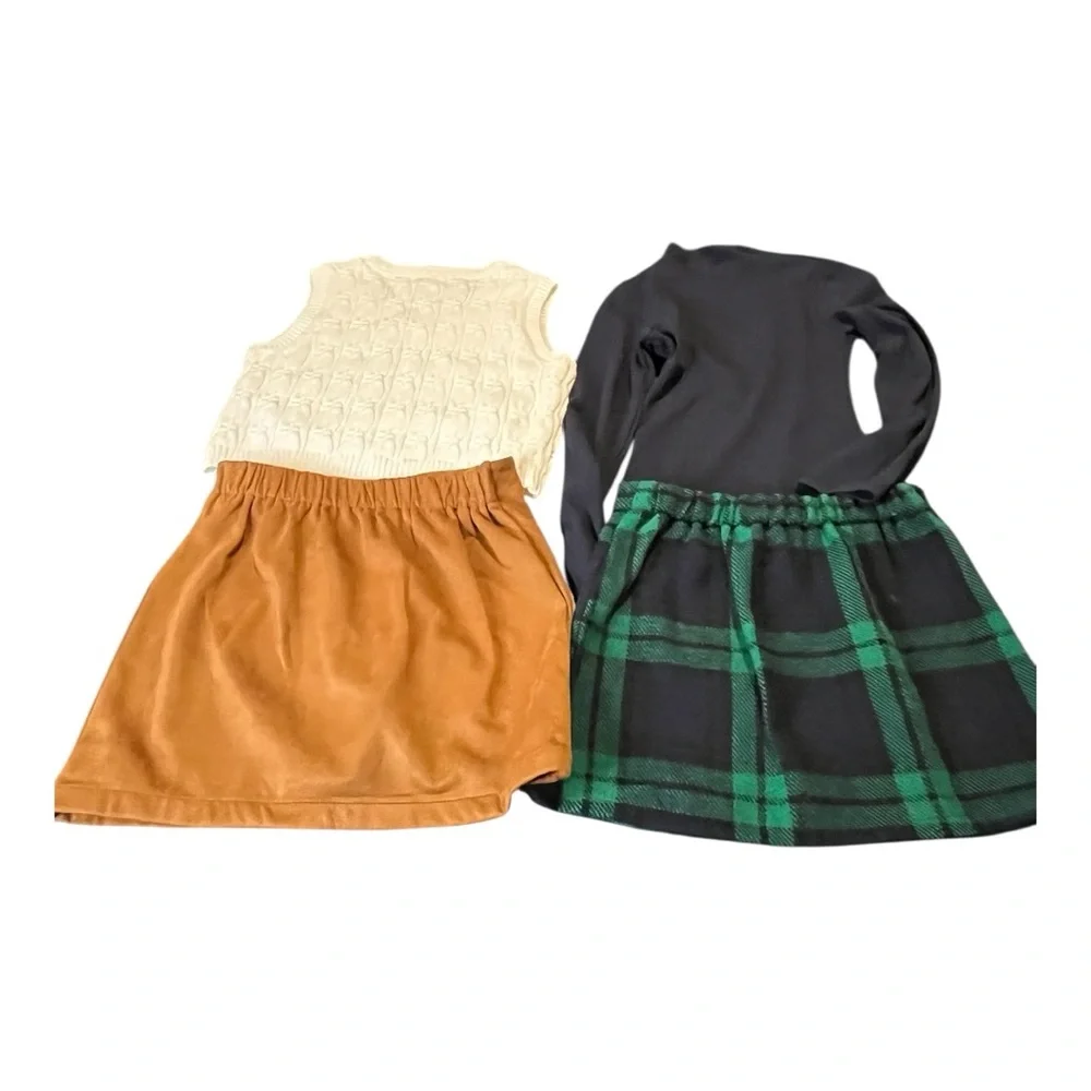 Happily‎ Grey and Btween Bundle of Two Girl Skirt and Shirt Outfits, Size 7/8,